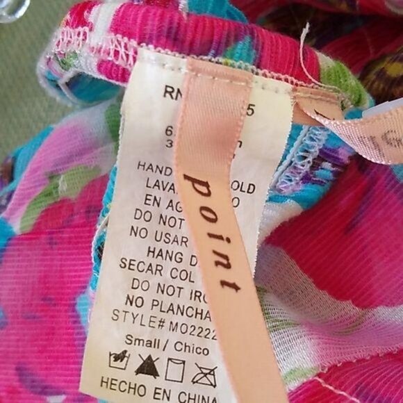 Point Halter Top Ruffle Blue Pink Floral Womens Sm - Picture 6 of 7